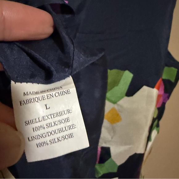 Theory 100% Silk Multicolour Floral Scoop Neck Tank Top size L - Picture 5 of 6